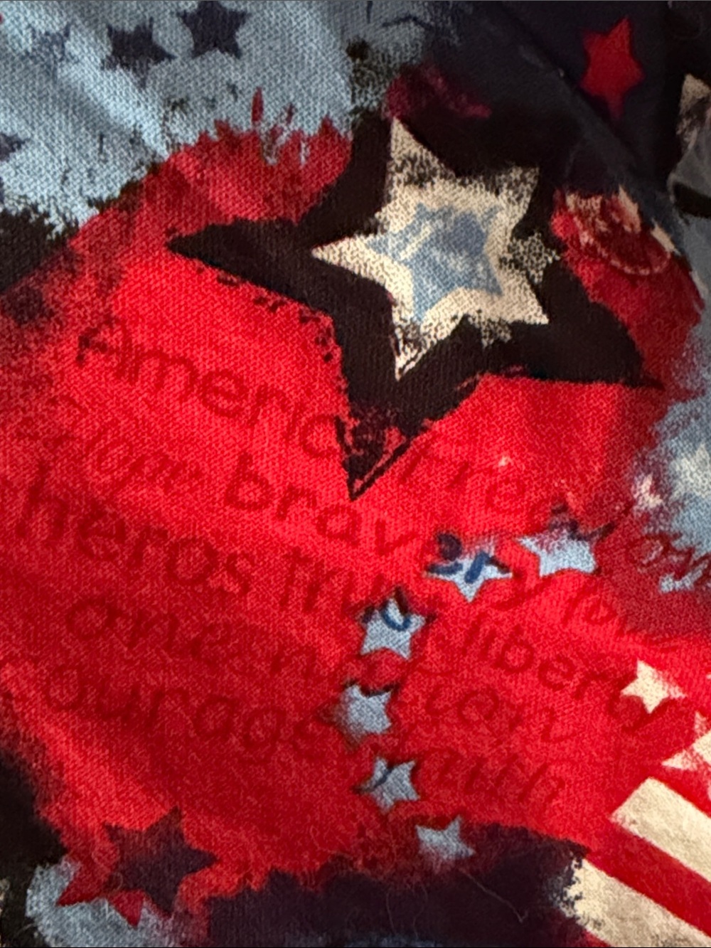 Peaches Heart & Flag Print Scrub Top - Red, White, Blue - Picture 5 of 6